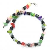 Multi-Color Glass Crystal Chip Stone Hematite Necklace